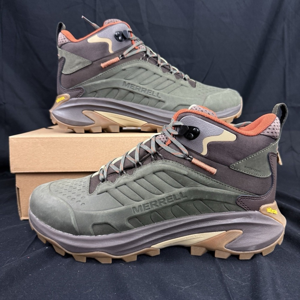 Merrell Men's Moab Speed 2 Leather Mid‎ Size 8.5 Waterproof Hiking Boots Green